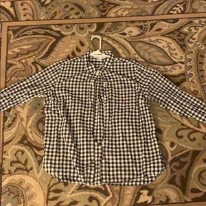 Plaid Button-up with love embroidery.